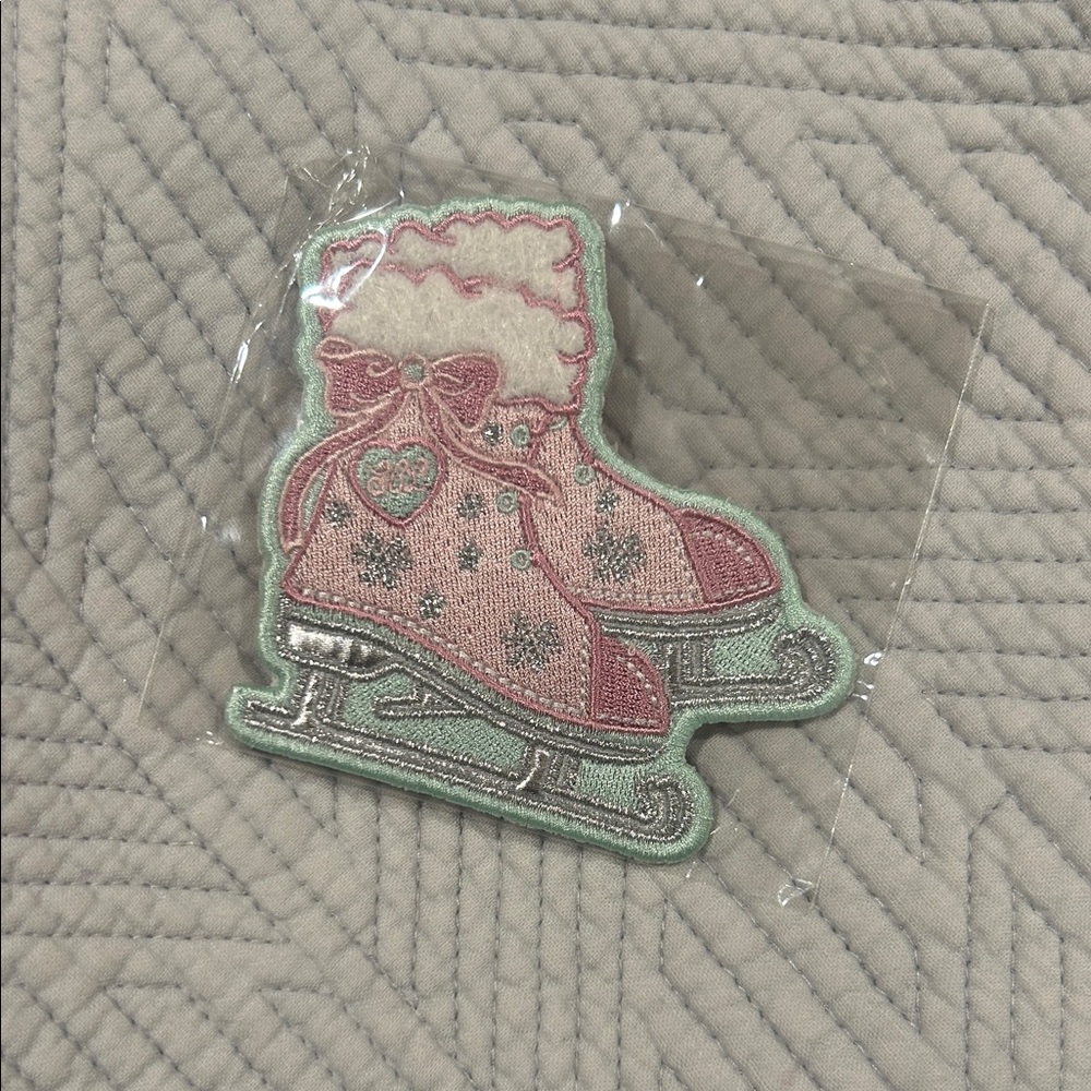 Stoney Clover Lane Pink & Mint Ice Skate Patch with Silver Accents